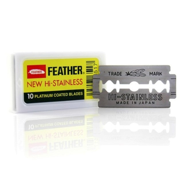 Feather Hi-Stainless Double Edge Platinum Coated Blades Safety Razor-10 Blades